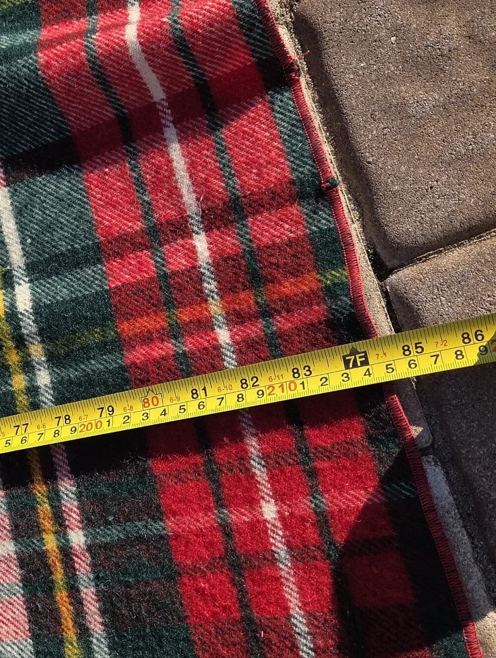 Vintage L.L. Bean Wool Tartan Plaid Blanket Red Green Cabin Cottage